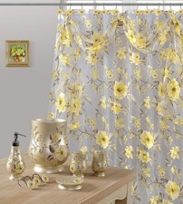 Melarosa Yellow High Quality Scarf Sheer Shower Curtain Made 100% polyester. 