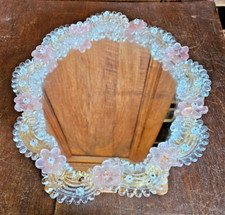 VINTAGE MIROIR A POSER GLACE VENITIENNE MURANO EN VERRE 2 COULEURS OU POUR PIECE