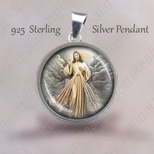 Jésus Divine Miséricorde Médaille Catholique Pendentif En Argent Sterling...