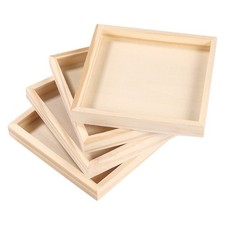  4pcs Plateaux en bois domestiques Blocs de puzzle plateaux de support carrés
