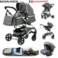 Poussette Combinée 3 en 1 Siège-Auto Nacelle Trio Réversible Réglable . Gris