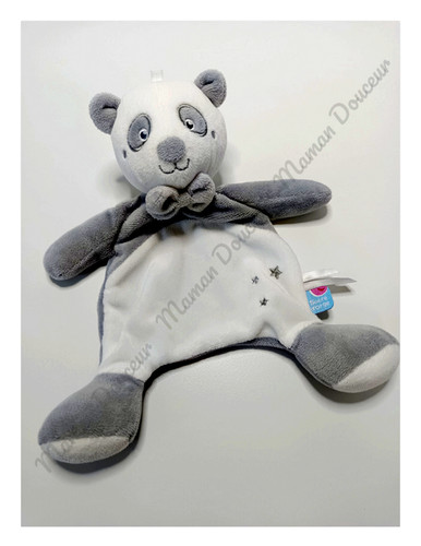 Doudou plat panda - plat, blanc