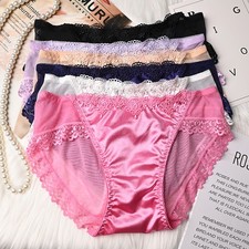 Lot de 6 culottes satin sexy femme culotte slip dentelle sous vêtement transparent lingerie