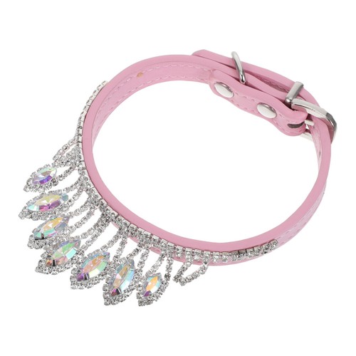 Collier chien cuir strass - de,