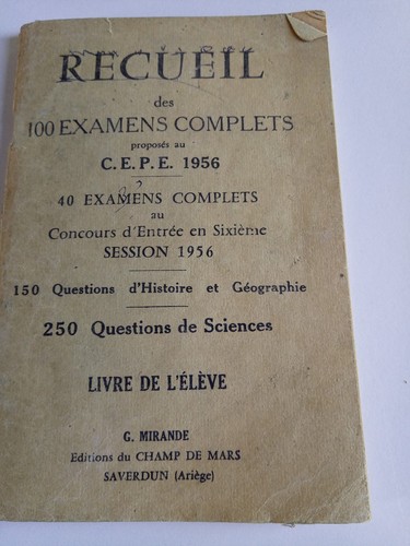 Ancien manuel scolaire 1956