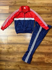 Survêtement vintage adidas Originals rouge/bleu — homme taille 6 — fabriqué e...