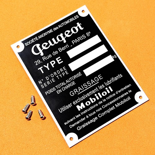 Plaque constructeur peugeot - plaque,