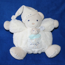 KALOO DOUDOU PELUCHE OURS PATAPOUF BLANC ET SON BEBE BLEU PETITE ETOILE ETATNEUF