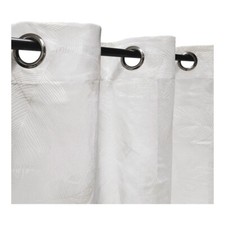 Rideau voilage à œillets feuilles blanche, 140x240cm - prêt à poser, Atout