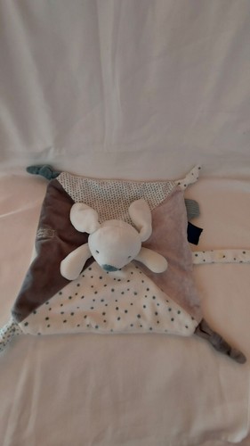 Doudou plat lapin chien blanc - doudou,