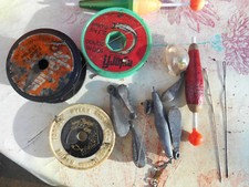 Lot pour peche ancien fil bouchon plomb aiguille pour brochet