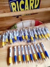 Lot de 10 stylos à bille RICARD bleu et jaune + 1 pochette cadeau offerte