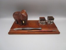 NECESSAIRE DE BUREAU ANCIEN ART/DECO, DECOR D' ELEPHANT