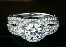 Bague de fiançailles sertie de 2,59 ct en or blanc 14 carats taille 5,5