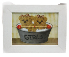 Tableau décoratif mural cadre bois blanc image sous verre 32,5 x 28 cm env