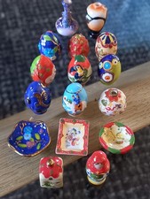 Lot de 14 fèves EMAUX DE LONGWY œufs plateau boite plus 1 Lunéville 1 vase DAUM