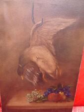 Ancien Tableau De Chasse Avec Canard Sauvage Signé !