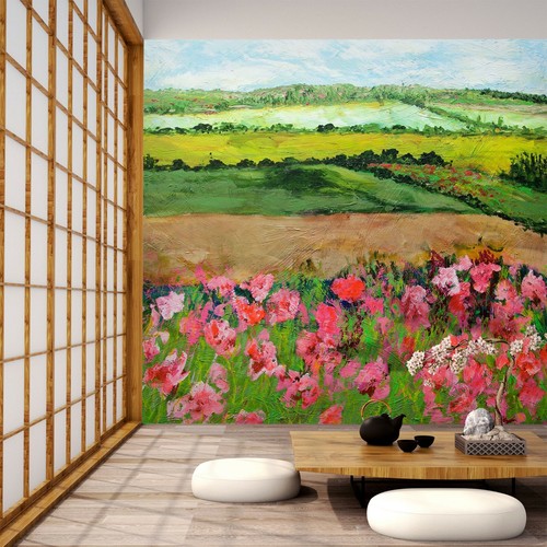Papier peint rose jardin - ,