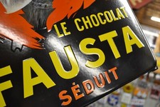 Plaque émaillée publicitaire CHOCOLAT FAUSTA delespaul menier enamel sign
