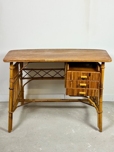 Bureau rotin vintage 1960 - vintage,