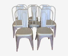 chaises industrielles en fer style tolix x 8 