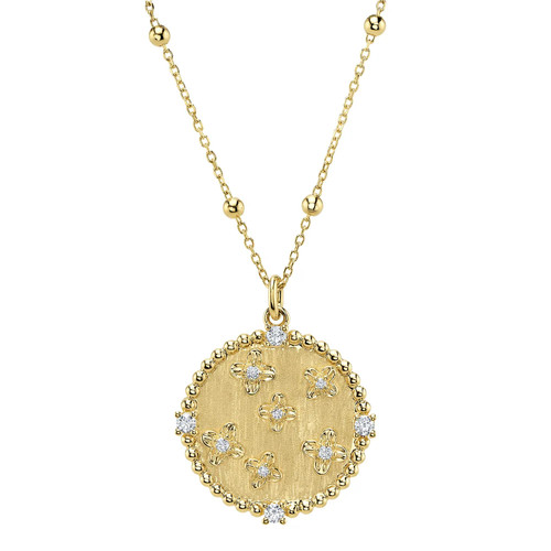 Diamant collier fleur 14k - fleur,