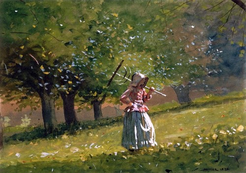 1866 fille avec râteau à - 1866,