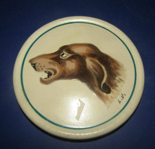 dessous de bouteille LONGWY nemrod ART DECO  décor chien tbe d 13cm