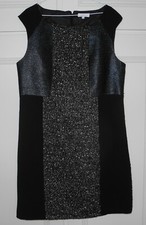 Robe chasuble Jacqueline RIU 44 3 tissus  uni  tweed et relief