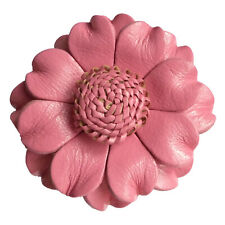 Broche Pince À Cheveux fête mariage FLEUR en cuir véritable Rose bonbon 