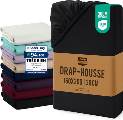 Drap housse noire 160 - -, noire,