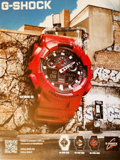 G-SHOCK CASIO vintage watch Print Ad!!  Red GA-100B GA-120B