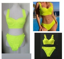 Maillot De Bain 2 Pièces Jaune / Vert Fluo Femme Taille 38 , M ?