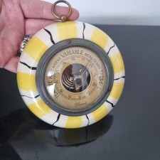 Gabriel Fourmaintraux 1960 Baromètre Céramique Jaune Et Noire Vintage French