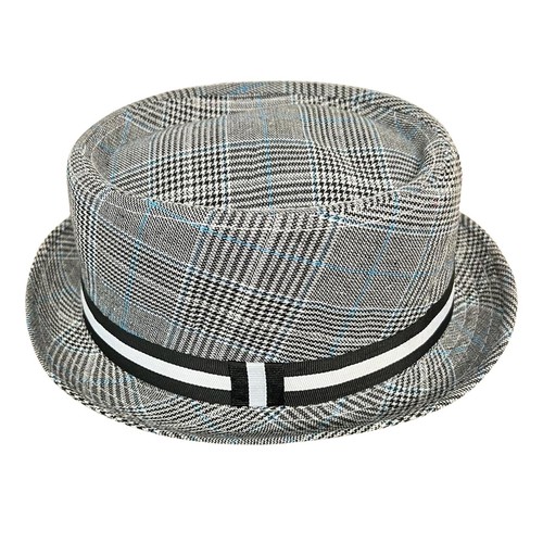 Grey pork pie hat with - pork,