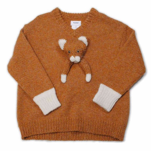 Pull tricoté main chat - pull,