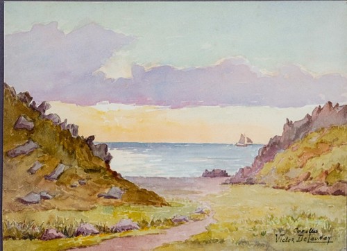Aquarelle école française - École,