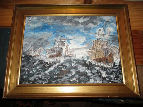 Marine signe huile sur - marine, .signe