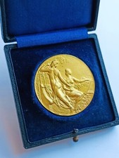 Ancienne Médaille Art Nouveau Bronze Doré Saarbrücken  Jugendstil Antique Medal