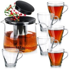 Verres à Café Thé 250ml avec Théière 1.5L Passoire Set 7pcs