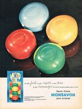 PUBLICITE ADVERTISING  1957   MONSAVON  savon creme pour barbe