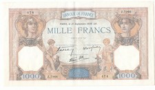 (GERM) LOT DE 2 BILLETS 1000 Francs CERES ET MERCURE 21-09-1939 SUP Fayette 38.