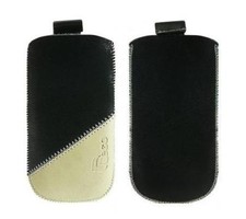 Housse Etui Cuir Noir et Beige