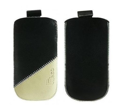 Housse etui cuir noir - et, beige