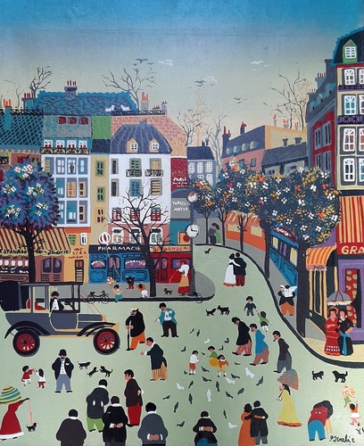 Tableau naïf paris voiture - tableau,
