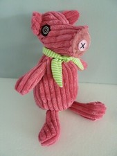 G9. DOUDOU PELUCHE BABY DEGLINGOS COCHON JAMBONOS ROSE ECHARPE VERT RAYE 31cm