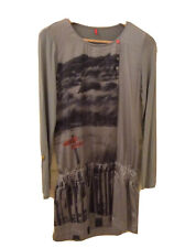 MISS CAPTAIN - Robe Tunique Fluide T1 36 38 Bi Matière - Imprime Gris Ksi Neuve
