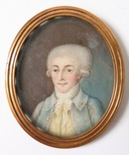 peinture miniature 18e siècle avec cadre 18th century painting portrait d'homme