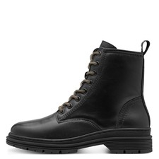 Bottines Rangers Cuir Femme Noir Plantaire Amovible En Mousse à Mémoire Tamaris