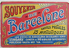 BARCELONE : album dépliant de 15 cartes postales couleur et 9 cpa (années 1920)